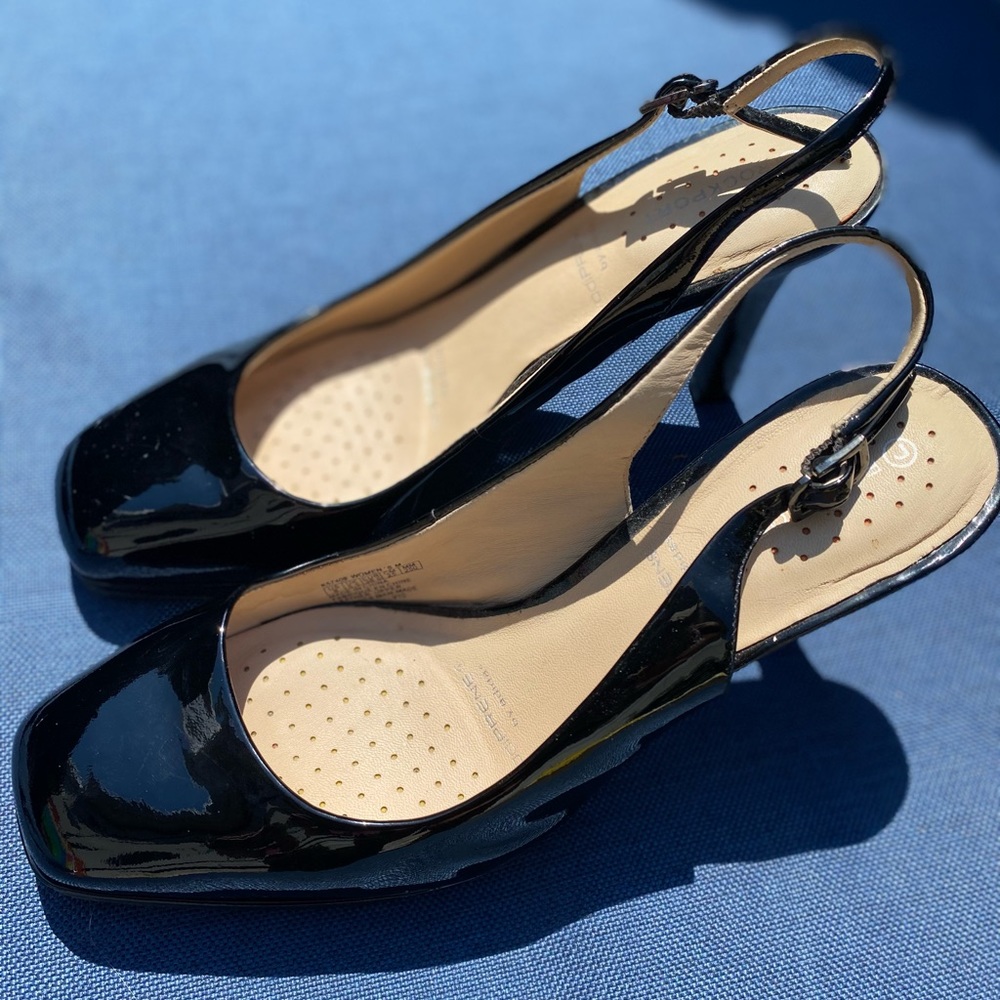Rockport patent leather sling back heels